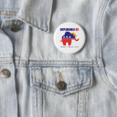 Trump Pence 2016 Elephant Toupee Campaign Button (In situ)