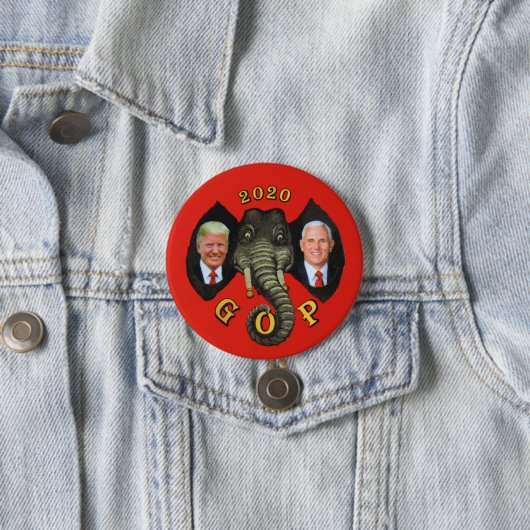 Trump Pence 2020 GOP Elephant Ronde Button 7,6 Cm (In situ)