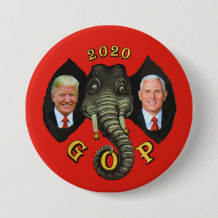 Trump Pence 2020 GOP Elephant Ronde Button 7,6 Cm
