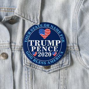 Trump Pence 2020 Hearts Collectible Political Ronde Button 4,0 Cm