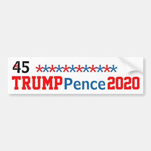 Trump Pence 2020 Rood Wit Blauw Sterren BEWERKEN N Bumpersticker (Voorkant)