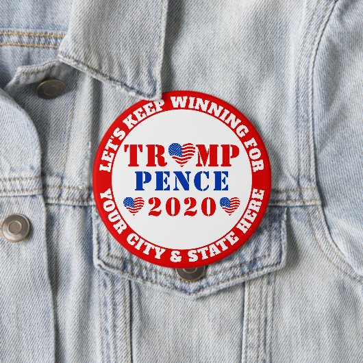 Trump Pence 2020: Verkiezingen VS blijven winnen Ronde Button 4,0 Cm (In situ)