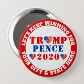 Trump Pence 2020: Verkiezingen VS blijven winnen Ronde Button 4,0 Cm (Voorkant /achterkant)