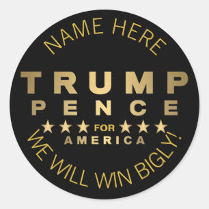 Trump Pence Gold Tone voegt Jouw naam stevig toe Ronde Sticker