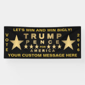 Trump Pence Gold Tone Win Bigly Custom Message Spandoek (Horizontaal)