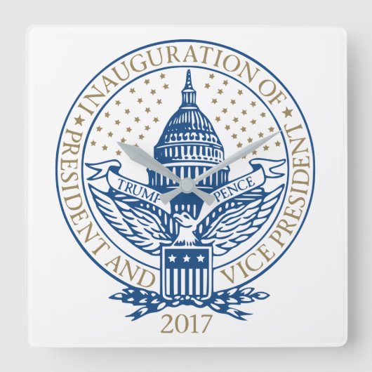 Trump Pence President Inaugural Logo Inauguratie Vierkante Klok (Voorkant)
