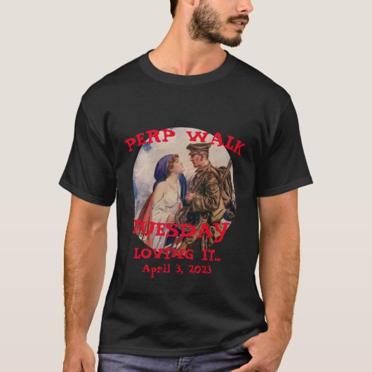 Trump Perp Walk Dinsdag 2023 T-shirt (Voorkant)