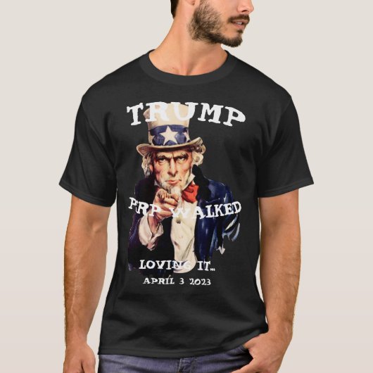 Trump Perp Wandel 2023 Dinsdag Oom Sam T-shirt (Voorkant)