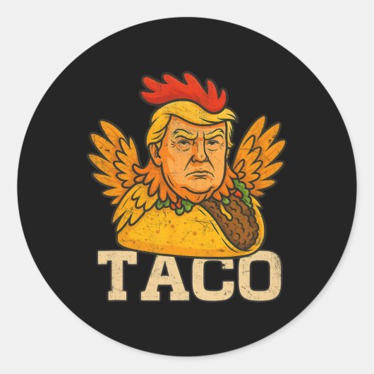 Trump Piept Altijd Let's Go Taco Grappig Ronde Sticker (Voorkant)