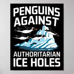 Trump pinguïns tegen autoritaire ijsholten poster