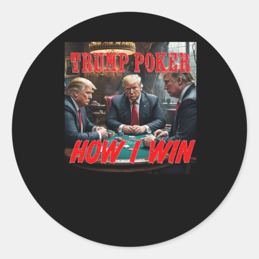 Trump Poker Ronde Sticker (Voorkant)