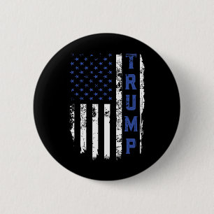 Trump Politie Dunne Blauwe Lijn Republikeinse Agen Ronde Button 5,7 Cm