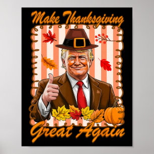 Trump Pompoen Grappig Maak Thanksgiving Groot Agai Poster