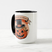 Trump pompoen Halloween Mok: Nieuw feestelijk mode Mok (Voorkant links)