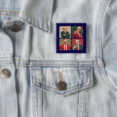 Trump Pop Art Christmas Button MAGA Holiday Pin (In situ)