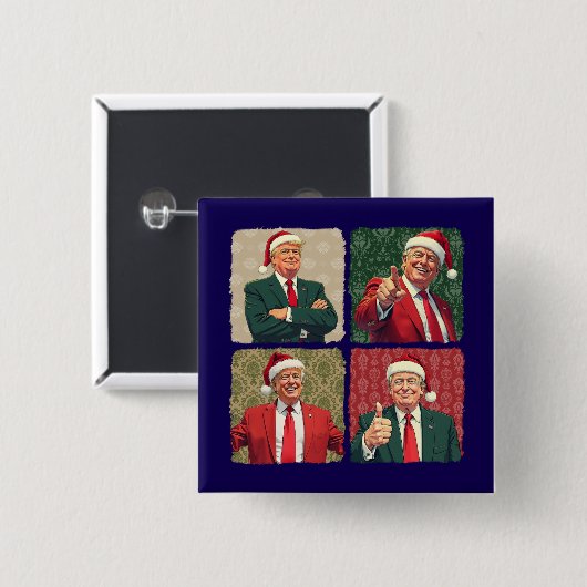 Trump Pop Art Christmas Button MAGA Holiday Pin (Voorkant /achterkant)