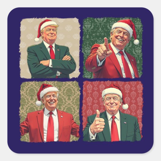 Trump Pop Art Christmas Sticker MAGA Holiday (Voorkant)
