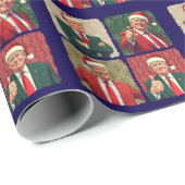 Trump Pop Art Kerst Inpakpapier MAGA (Rol Hoek)