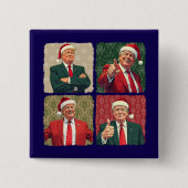 Trump Pop Art Kerst Knop MAGA Kerst Pin Vierkante Button 5,1 Cm (Voorkant)
