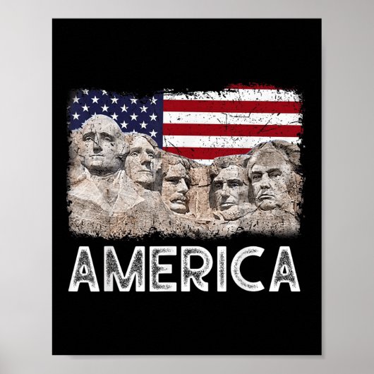Trump President 45th Rushmore Mount American Flag Poster (Voorkant)