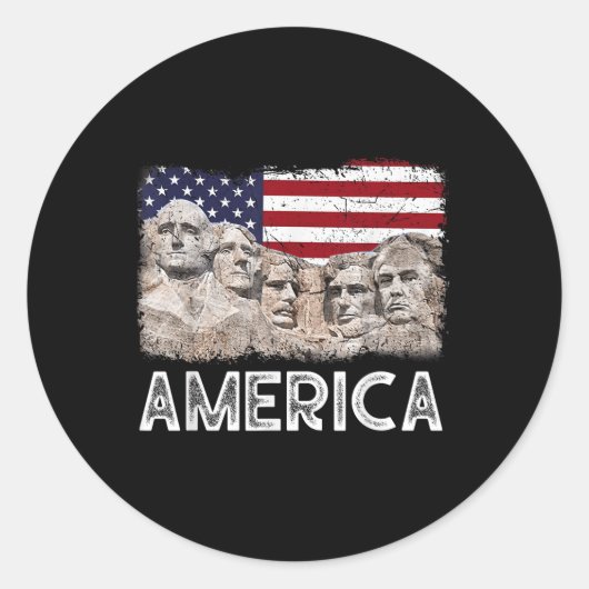 Trump President 45th Rushmore Mount American Flag Ronde Sticker (Voorkant)