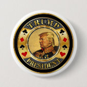 Trump President Casino Chip Ronde Button 7,6 Cm (Voorkant)