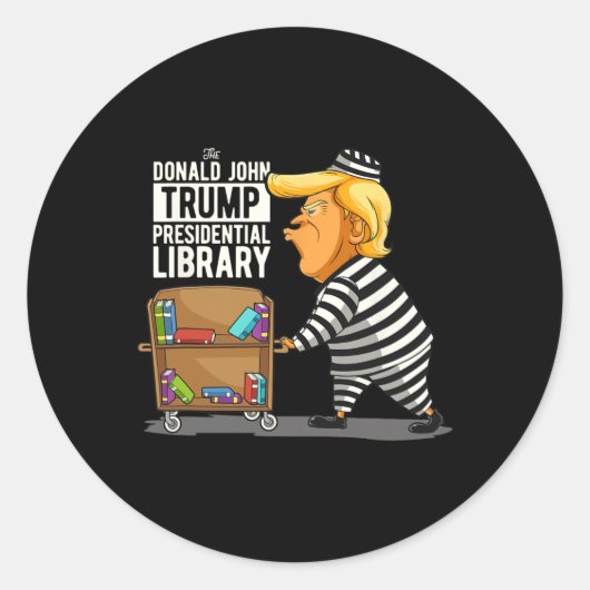 Trump Presidential Library Grappig Anti Trump Ronde Sticker (Voorkant)