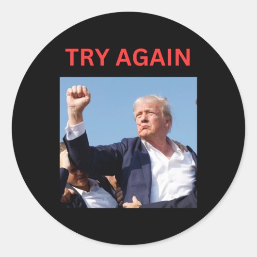 Trump probeer het opnieuw ronde sticker (Voorkant)