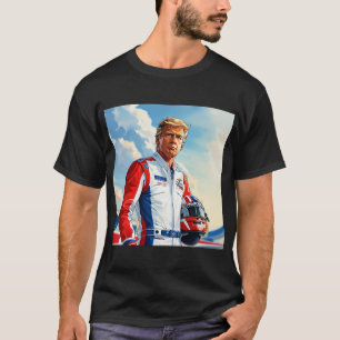 Trump Racing autocoureur met helm NASCAR MAGA T-shirt
