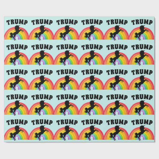 TRUMP RAINBOW UNICORN BIRTHDAY Wrapping Paper Cadeaupapier (Vlak)