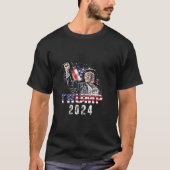 Trump Rally 2024 Trump stemt voor America Sketch P T-shirt (Voorkant)