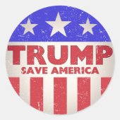 Trump redt Amerikaanse  retro nostalgisch Ronde Sticker (Voorkant)