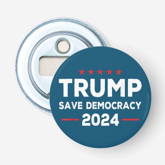 Trump redt democratie Trump 2024 Button Flesopener (Voorkant)