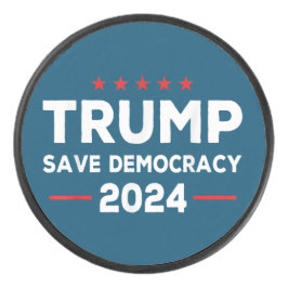 Trump redt democratie Trump 2024 Hockey Puck