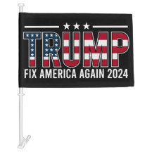 Trump repareert opnieuw Amerikaanse vlag voor 2024