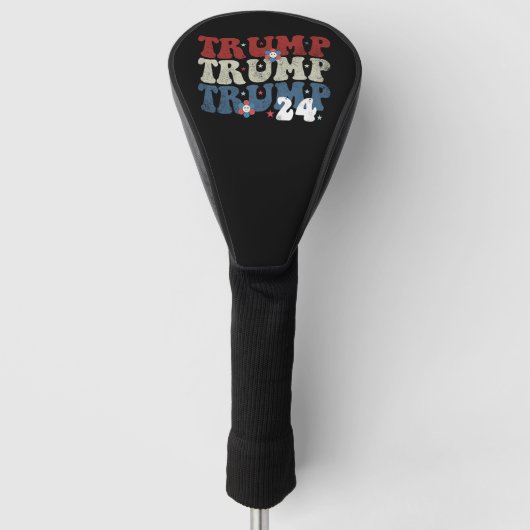 Trump Retro Groovy Flower 24 2024 Verkiezingen Golfheadcover (Voorkant)