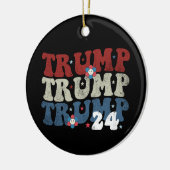 Trump Retro Groovy Flower 24 2024 Verkiezingen Keramisch Ornament (Links)