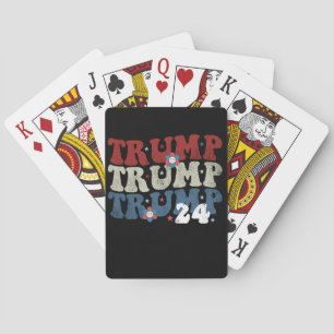 Trump Retro Groovy Flower 24 2024 Verkiezingen Pokerkaarten