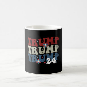 Trump Retro Hippie Bloem 24 2024 Verkiezing Koffiemok