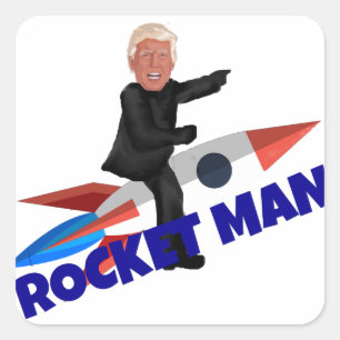 Trump Rides a Rocket Vierkante Sticker