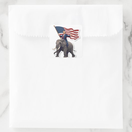 Trump Riding Elephant Vierkante Sticker (Tas)
