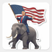 Trump Riding Elephant Vierkante Sticker (Voorkant)