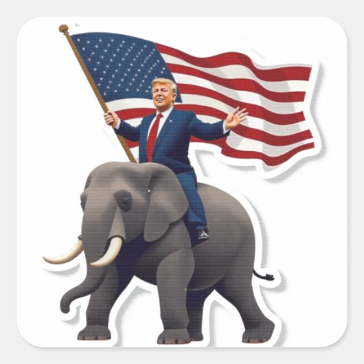 Trump Riding Elephant Vierkante Sticker (Voorkant)