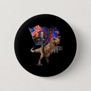 Trump Rijden Een Dinosaurus T-rex Ondersteuning Tr Ronde Button 5,7 Cm