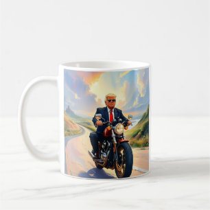 Trump Rijden Motorfiets Mooie Weg Amerika USA Koffiemok