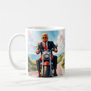 Trump Rijden Motorfiets Mooie Weg Amerika USA Koffiemok