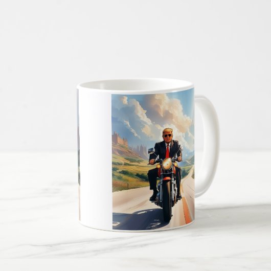 Trump rijdende motorfiets Mooie rode Zuidwest-VS Koffiemok (Voorkant rechts)