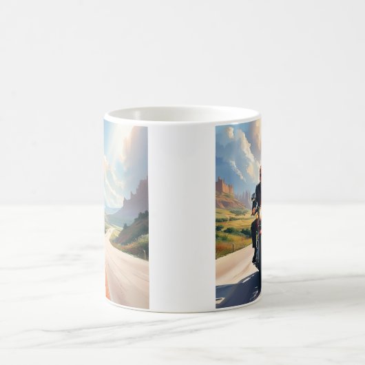 Trump rijdende motorfiets Mooie rode Zuidwest-VS Koffiemok (Center)