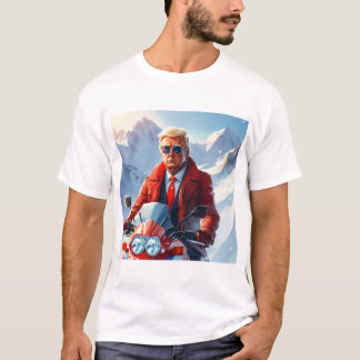 Trump rijdt motorfiets in de winter Kerstmis MAGA T-shirt