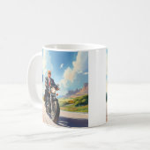 Trump rijdt motorfiets voorbij 47 bord Zuidwest-VS Koffiemok (Voorkant links)